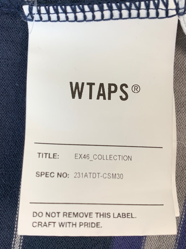 【中古品】【メンズ】 WTAPS ダブルタップス 231ATDT-CSM30 23SS COTTON TEXTILE SIGN SS BORDER TEE 23年春夏 コットン テキスタイルサイン ボーダー 半袖Tシャツ トップス 142-260618-jt-27-min サイズ：03 カラー：ブルー/パープル 万代Net店