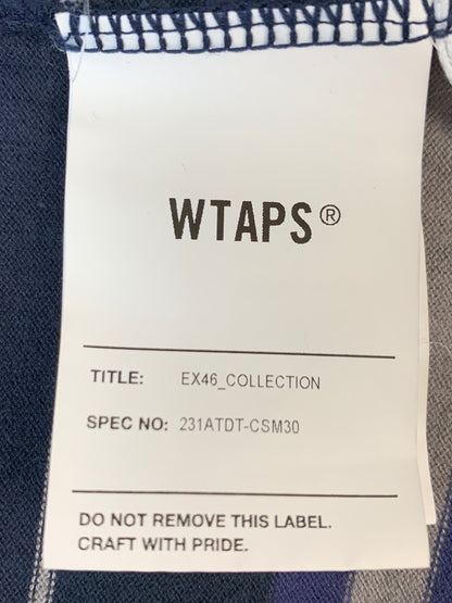 【中古品】【メンズ】 WTAPS ダブルタップス 231ATDT-CSM30 23SS COTTON TEXTILE SIGN SS BORDER TEE 23年春夏 コットン テキスタイルサイン ボーダー 半袖Tシャツ トップス 142-260618-jt-27-min サイズ：03 カラー：ブルー/パープル 万代Net店