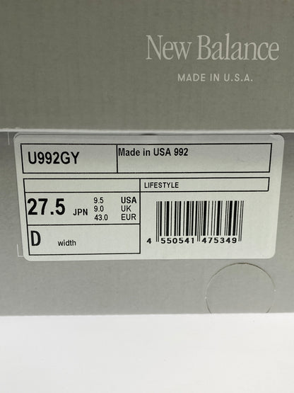 【中古美品】【メンズ】 NEW BALANCE ニューバランス U992GY ローカット スニーカー 靴 162-260618-jt-08-min サイズ：US 9.5 27.5cm カラー：グレー 万代Net店