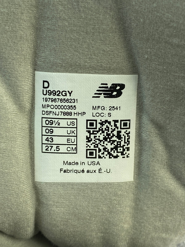 【中古美品】【メンズ】 NEW BALANCE ニューバランス U992GY ローカット スニーカー 靴 162-260618-jt-08-min サイズ：US 9.5 27.5cm カラー：グレー 万代Net店