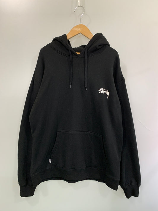 【中古品】【メンズ】 STUSSY ステューシー FIRE DICE FLEECE HOODIE ファイアー ダイス エフェクト フーディ パーカー トップス 142-260618-jt-30-min サイズ：XL カラー：ブラック 万代Net店