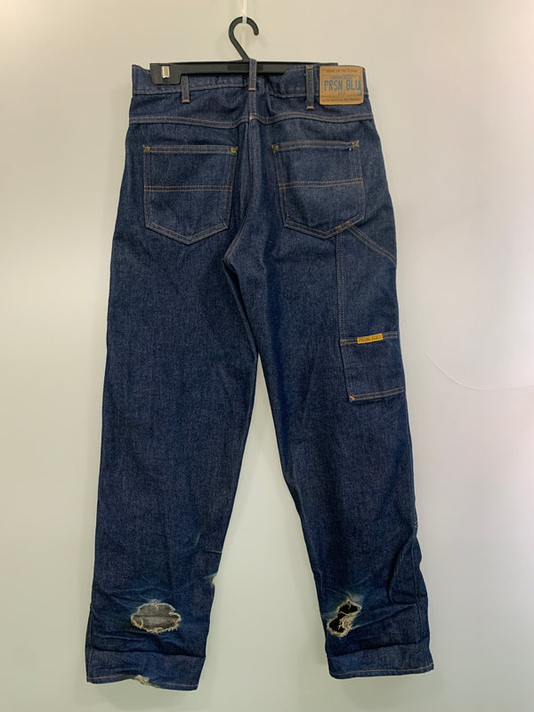 【現状渡し品】【メンズ】 PRISON BLUES プリズンブルース DOUBLE KNEE DENIM PANTS ダブルニーデニムパンツ ボトムス 157-260619-yn-28-min サイズ：W34 L32 カラー：インディゴ 万代Net店