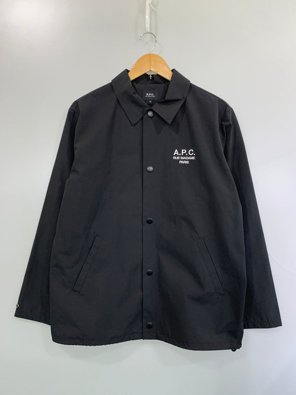 【中古品】【メンズ】 A.P.C. アーペーセー NYLON COACH JACKET ナイロン コーチ ジャケット アウター 141-260618-jt-22-min サイズ：M カラー：ブラック 万代Net店
