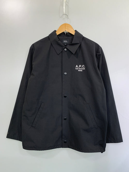 【中古品】【メンズ】 A.P.C. アーペーセー NYLON COACH JACKET ナイロン コーチ ジャケット アウター 141-260618-jt-22-min サイズ：M カラー：ブラック 万代Net店