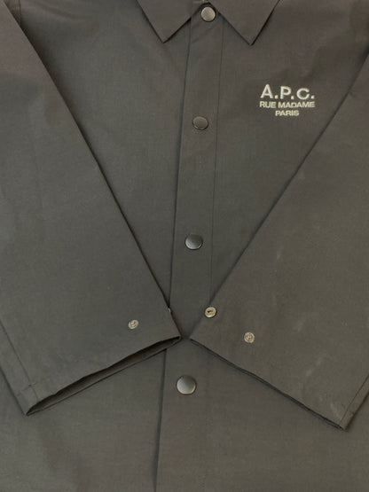 【中古品】【メンズ】 A.P.C. アーペーセー NYLON COACH JACKET ナイロン コーチ ジャケット アウター 141-260618-jt-22-min サイズ：M カラー：ブラック 万代Net店