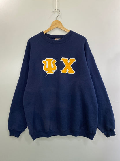 【現状渡し品】【メンズ】 HANES ヘインズ 90's L/S SWEAT SHIRT 90年代 ロングスリーブ スウェットシャツ トレーナー トップス 146-260715-yn-08-min サイズ：XL カラー：ネイビー 万代Net店