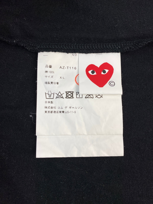 【中古品】【メンズ】 PLAY COMME DES GARCONS プレイ コムデギャルソン S/S TEE AZ-T116 ハートプリント&ワッペン ショートスリーブTシャツ 半袖Tシャツ トップス 140-260619-yn-09-min サイズ：XL カラー：ブラック 万代Net店