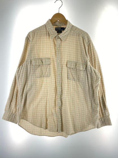 【中古品】【メンズ】 POLO by RALPH LAUREN ポロバイラルフローレン LANG WORK SHIRT 長袖 チェックシャツ ロングスリーブ 146-260718-AS-61-min サイズ：LL カラー：ベージュ系 万代Net店
