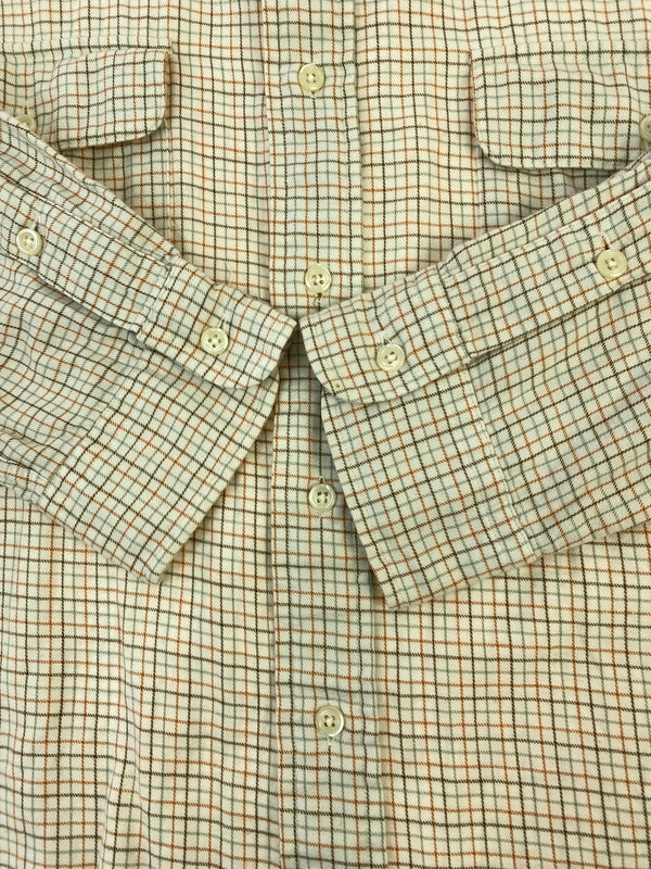 【中古品】【メンズ】 POLO by RALPH LAUREN ポロバイラルフローレン LANG WORK SHIRT 長袖 チェックシャツ ロングスリーブ 146-260718-AS-61-min サイズ：LL カラー：ベージュ系 万代Net店