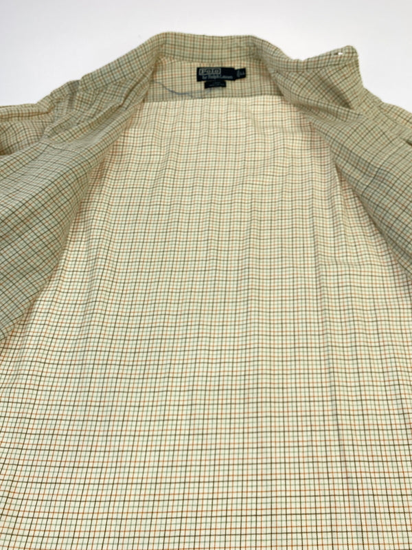 【中古品】【メンズ】 POLO by RALPH LAUREN ポロバイラルフローレン LANG WORK SHIRT 長袖 チェックシャツ ロングスリーブ 146-260718-AS-61-min サイズ：LL カラー：ベージュ系 万代Net店