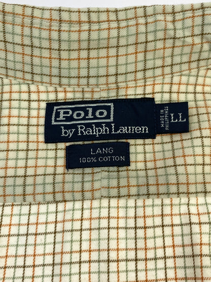 【中古品】【メンズ】 POLO by RALPH LAUREN ポロバイラルフローレン LANG WORK SHIRT 長袖 チェックシャツ ロングスリーブ 146-260718-AS-61-min サイズ：LL カラー：ベージュ系 万代Net店