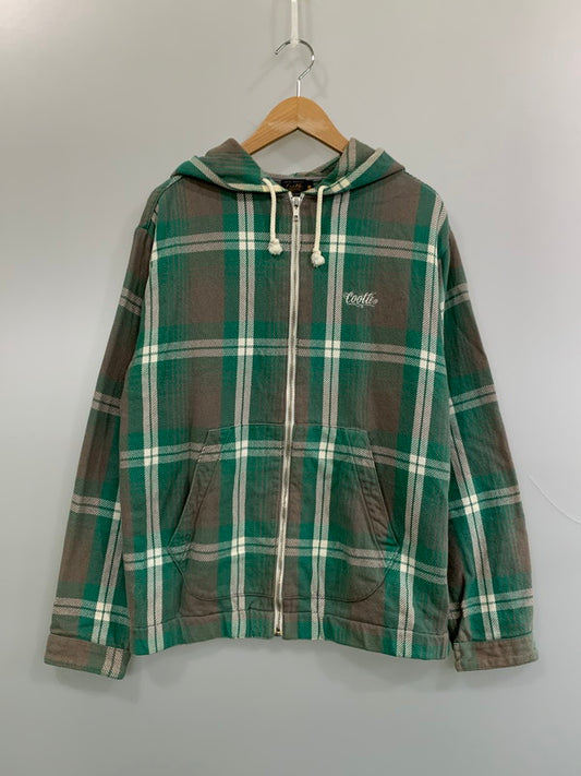 【中古品】【メンズ】 COOTIE クーティー CHECK ZIP HOODIE チェックジップフーディー パーカー トップス 142-260623-yn-39-min サイズ：M カラー：グリーン/グレー/ホワイト 万代Net店