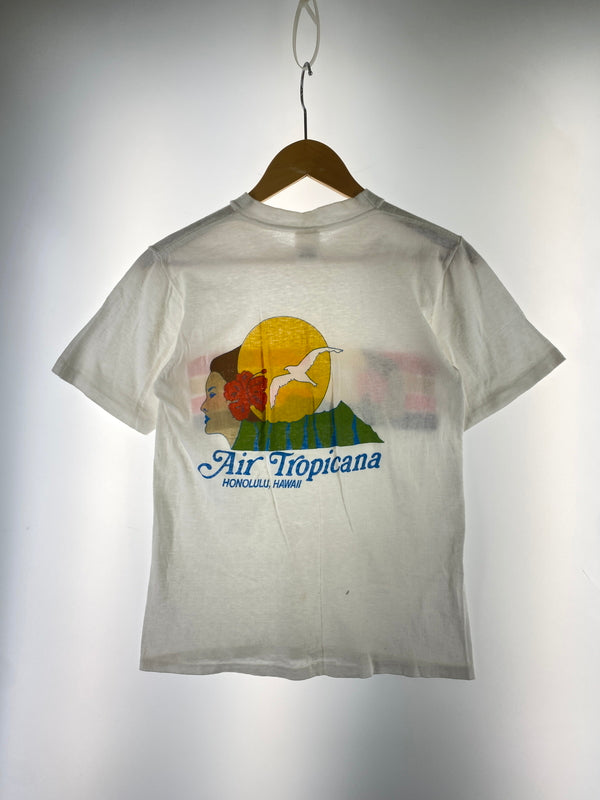 【中古品】【メンズ】 SUNSTROKES サンストローク 70-80S AIT TROPICANA TEE トロピカーナ Tシャツ トップス 146-260619-jt-09-min サイズ：S カラー：ホワイト 万代Net店
