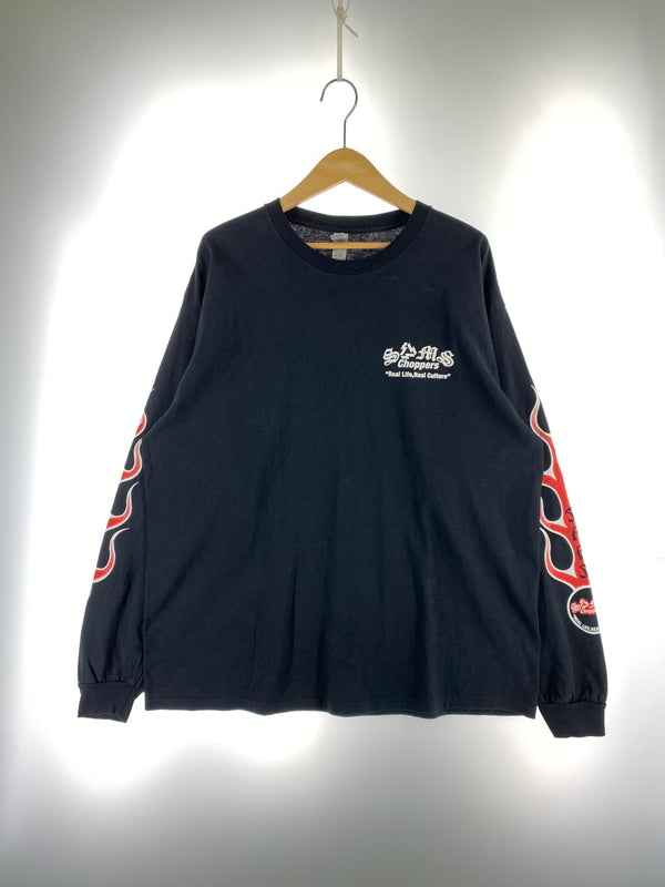 【中古品】【メンズ】 SAMS CHOPPERS SFFS サムズチョッパーズ FLAME LS TEE フレーム 長袖Tシャツ トップス 142-260619-jt-03-min サイズ：XL カラー：ブラック 万代Net店