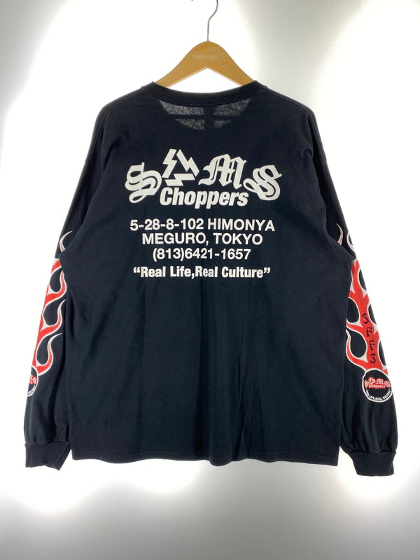 【中古品】【メンズ】 SAMS CHOPPERS SFFS サムズチョッパーズ FLAME LS TEE フレーム 長袖Tシャツ トップス 142-260619-jt-03-min サイズ：XL カラー：ブラック 万代Net店