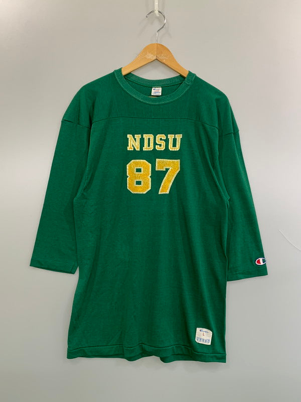【中古品】【メンズ】 CHAMPION チャンピオン 80's NDSU 87 TEE 80年代 ロゴ Tシャツ トップス 146-260623-yn-42-min サイズ：L カラー：グリーン 万代Net店
