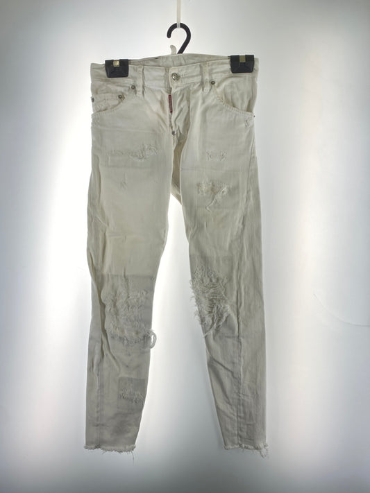 【現状渡し品】【メンズ】 DSQUARED2 ディースクエアード S71LB1054 STN833 WHITE BULL DENIM PANTS ホワイト ブル デニムパンツ ボトムス 152-260619-jt-20-min サイズ：42 カラー：ホワイト 万代Net店