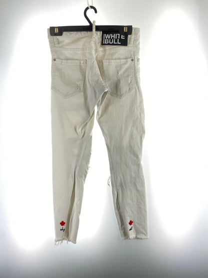 【現状渡し品】【メンズ】 DSQUARED2 ディースクエアード S71LB1054 STN833 WHITE BULL DENIM PANTS ホワイト ブル デニムパンツ ボトムス 152-260619-jt-20-min サイズ：42 カラー：ホワイト 万代Net店