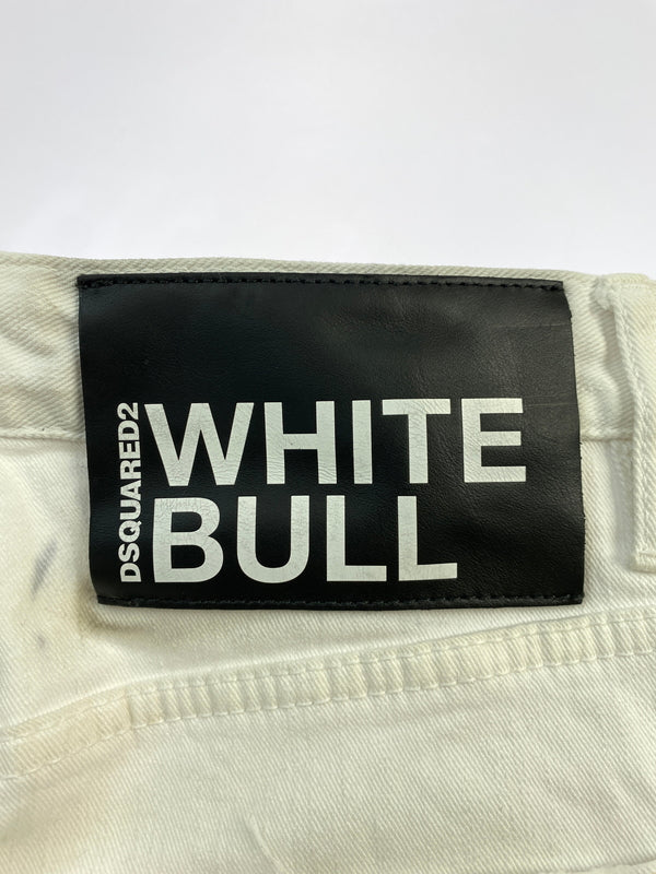 【現状渡し品】【メンズ】 DSQUARED2 ディースクエアード S71LB1054 STN833 WHITE BULL DENIM PANTS ホワイト ブル デニムパンツ ボトムス 152-260619-jt-20-min サイズ：42 カラー：ホワイト 万代Net店