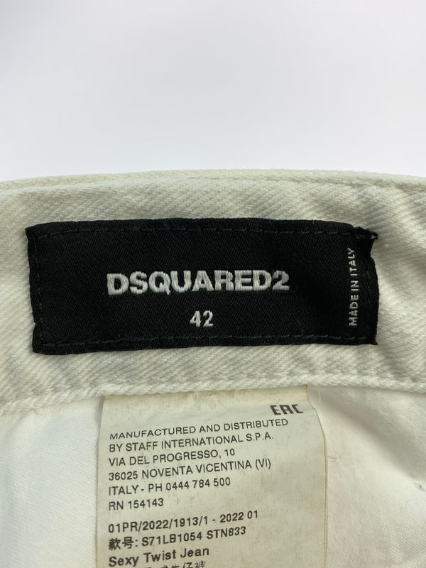 【現状渡し品】【メンズ】 DSQUARED2 ディースクエアード S71LB1054 STN833 WHITE BULL DENIM PANTS ホワイト ブル デニムパンツ ボトムス 152-260619-jt-20-min サイズ：42 カラー：ホワイト 万代Net店