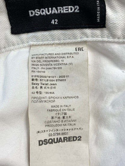 【現状渡し品】【メンズ】 DSQUARED2 ディースクエアード S71LB1054 STN833 WHITE BULL DENIM PANTS ホワイト ブル デニムパンツ ボトムス 152-260619-jt-20-min サイズ：42 カラー：ホワイト 万代Net店