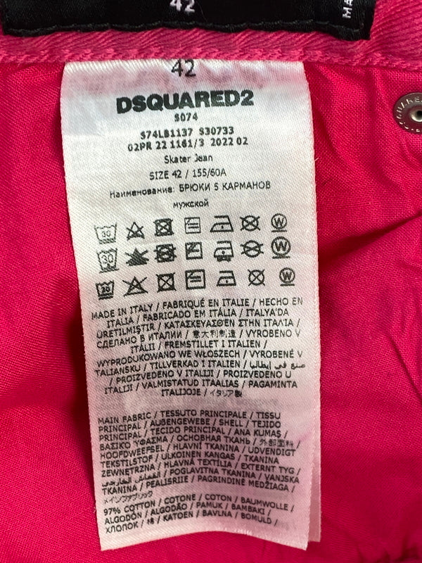 【中古品】【メンズ】 DSQUARED2 ディースクエアード S74LB1137 S30733 FUCHSIA BULL DENIM PANTS フクシア ブル デニムパンツ ボトムス 152-260619-jt-19-min サイズ：42 カラー：フクシアピンク 万代Net店