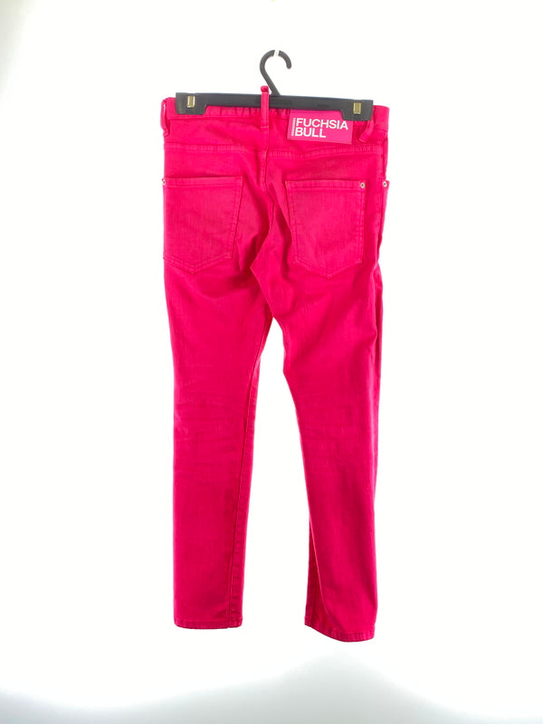【中古品】【メンズ】 DSQUARED2 ディースクエアード S74LB1137 S30733 FUCHSIA BULL DENIM PANTS フクシア ブル デニムパンツ ボトムス 152-260619-jt-19-min サイズ：42 カラー：フクシアピンク 万代Net店