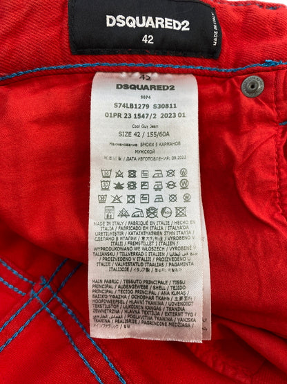 【中古品】【メンズ】 DSQUARED2 ディースクエアード S74LB1279 S30811 RED BULL DENIM PANTS レッド ブル デニムパンツ ボトムス 152-260619-jt-18-min サイズ：42 カラー：レッド 万代Net店