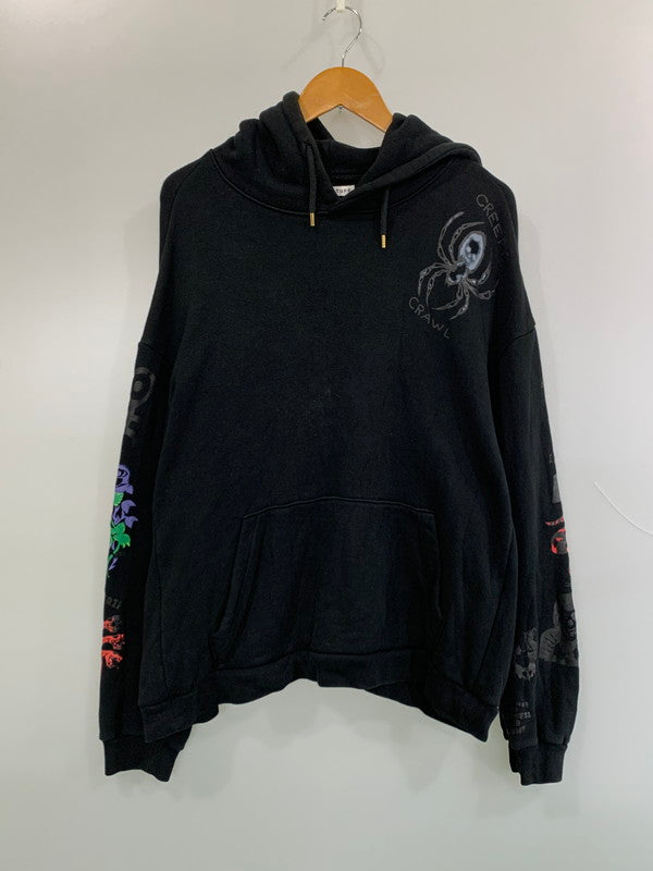 【中古品】【メンズ】 FLAGSTUFF フラグスタフ TATTOO HOODIE 18SS-FS-20 タトゥーフーディー パーカー トップス 140-260623-yn-46-min サイズ：L カラー：ブラック 万代Net店