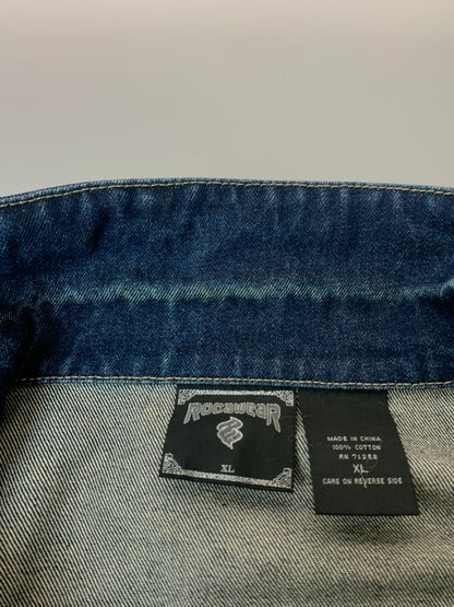 【中古品】【メンズ】 ROCAWEAR ロカウェア ZIP UP DENIM JACKET ジップアップ デニム ジャケット メンズ アウター Gジャン 142-260625-hu-21-min サイズ：XL カラー：インディゴ 万代Net店