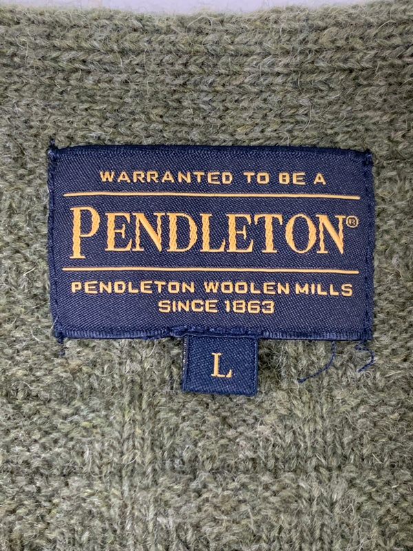 【中古品】【メンズ】 PENDLETON ペンドルトン LS WOOL CARDIGAN ロングスリーブ ウールカーディガン メンズ ニット セーター 144-260621-hu-30-min サイズ：L カラー：グリーンカーキ 万代Net店