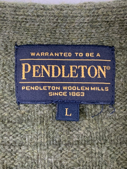 【中古品】【メンズ】 PENDLETON ペンドルトン LS WOOL CARDIGAN ロングスリーブ ウールカーディガン メンズ ニット セーター 144-260621-hu-30-min サイズ：L カラー：グリーンカーキ 万代Net店