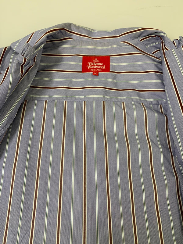 【中古品】【レディース】 VIVIENNE WESTWOOD RED LABEL ヴィヴィアン ウエストウッド レッドレーベル LOVE BLOUSE ラブ ブラウス 17-13-421002 20SS 169-260621-hu-11-min サイズ：00 カラー：ブルー系（ストライプ） 万代Net店