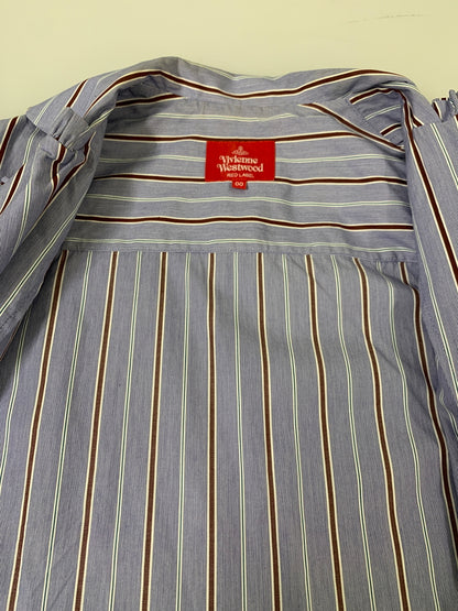 【中古品】【レディース】 VIVIENNE WESTWOOD RED LABEL ヴィヴィアン ウエストウッド レッドレーベル LOVE BLOUSE ラブ ブラウス 17-13-421002 20SS 169-260621-hu-11-min サイズ：00 カラー：ブルー系（ストライプ） 万代Net店