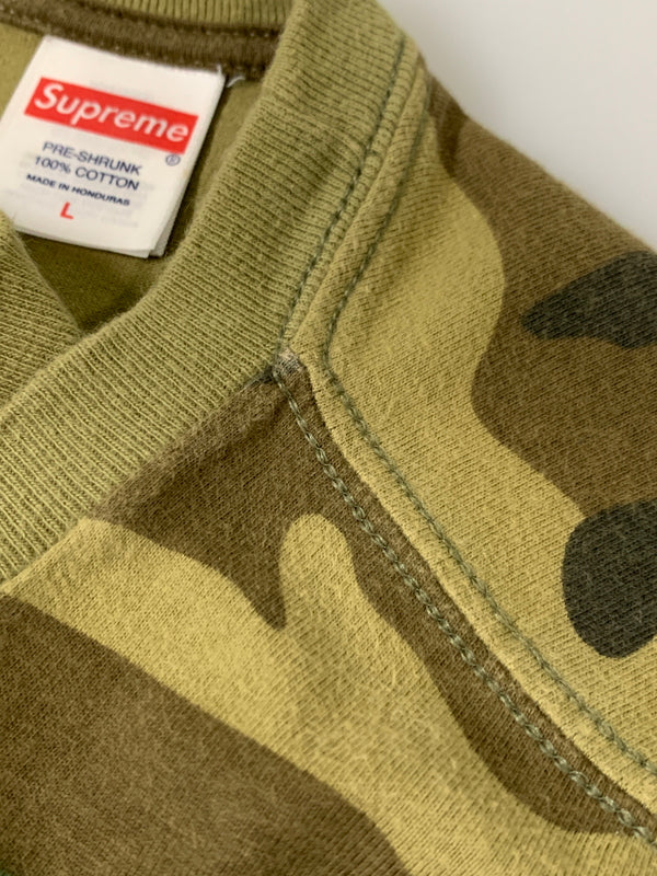 【中古品】【メンズ】 SUPREME シュプリーム SKULL CAMO TEE スカル カモ ティー メンズ 半袖 142-260621-hu-21-min サイズ：L カラー：グリーン系（カモ） 万代Net店
