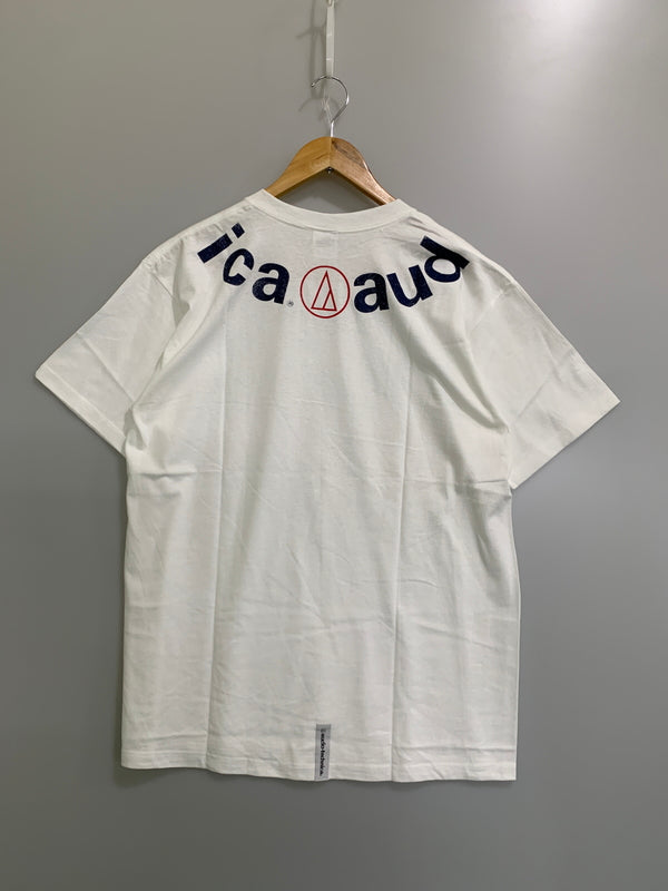 【中古品】【メンズ】 AUDIO TECHNICA オーディオテクニカ 90S ADVERTISING TEE 90年代 アドバタイジング ティー メンズ 半袖 プリント Tシャツ 146-260621-hu-07-min サイズ：L カラー：ホワイト 万代Net店
