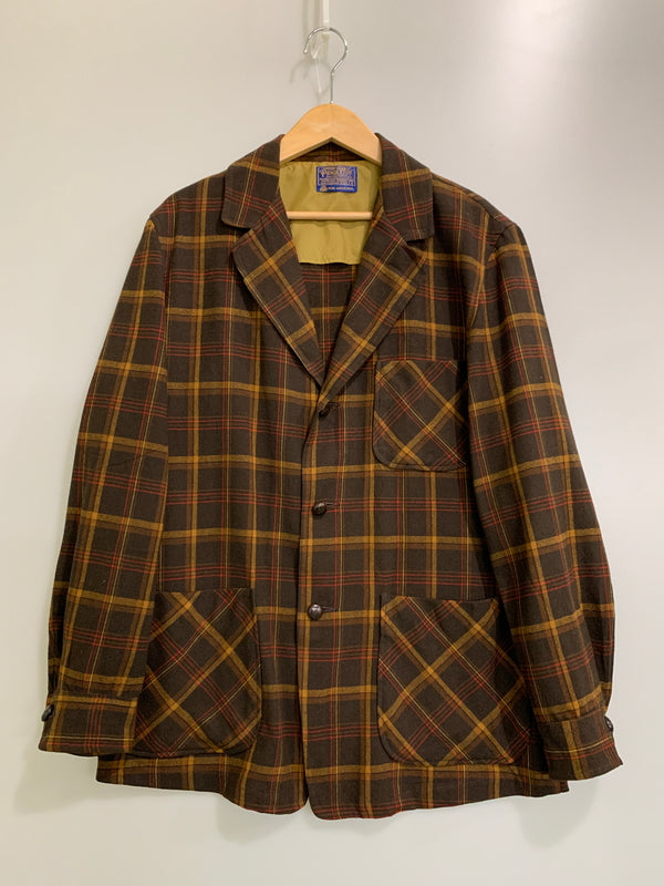 【中古品】【メンズ】 PENDLETON ペンドルトン 60S WOOL CHECK JACKET 60年代 ウール チェック ジャケット ヴィンテージ メンズ アウター 146-260621-hu-01-min サイズ：S カラー：ブラウン系（チェック柄） 万代Net店