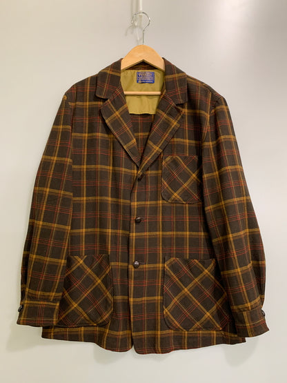 【中古品】【メンズ】 PENDLETON ペンドルトン 60S WOOL CHECK JACKET 60年代 ウール チェック ジャケット ヴィンテージ メンズ アウター 146-260621-hu-01-min サイズ：S カラー：ブラウン系（チェック柄） 万代Net店