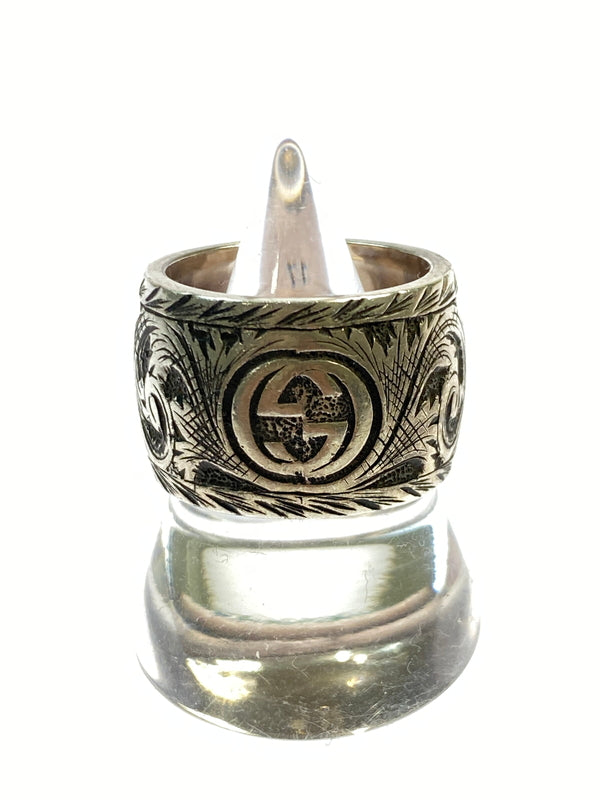 【中古品】【メンズ】 GUCCI グッチ ガーデンキャットリング 925 アクセサリー 指輪 リング 182-260624-hu-13-min サイズ：17 カラー：シルバー 万代Net店
