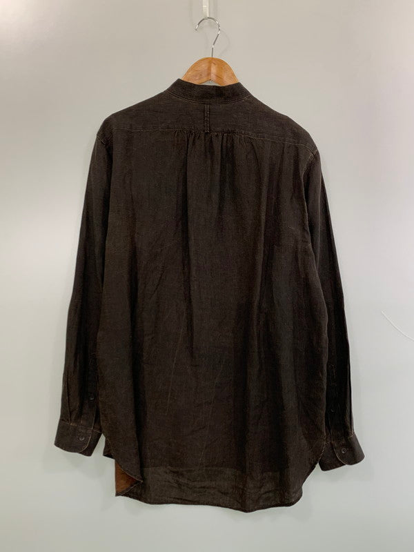 【中古品】【メンズ】 COLINA コリーナ MUDDYED LINEN GRANDPA SHIRTS 211SH09 マディッド リネン グランパ シャツ 長袖シャツ トップス 140-260623-yn-27-min サイズ：L カラー：ダークブラウン 万代Net店