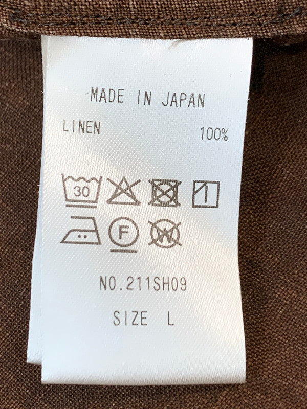 【中古品】【メンズ】 COLINA コリーナ MUDDYED LINEN GRANDPA SHIRTS 211SH09 マディッド リネン グランパ シャツ 長袖シャツ トップス 140-260623-yn-27-min サイズ：L カラー：ダークブラウン 万代Net店
