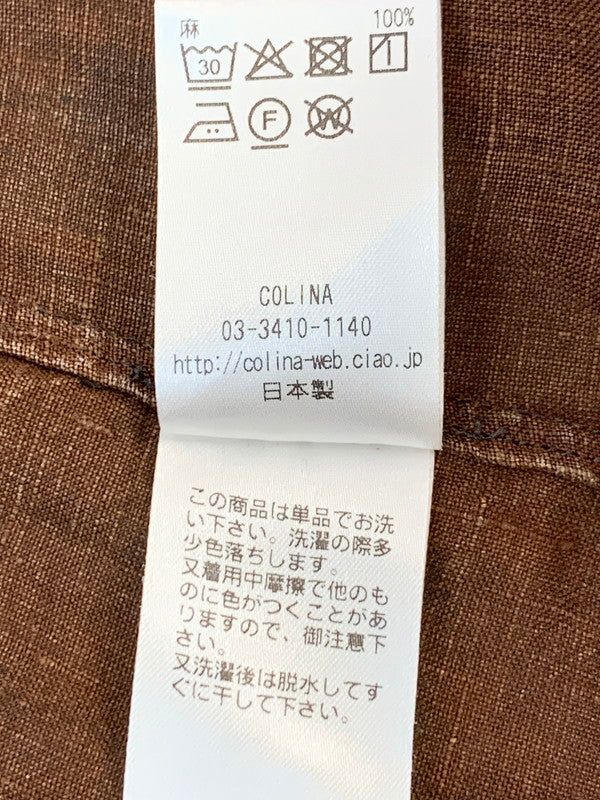 【中古品】【メンズ】 COLINA コリーナ MUDDYED LINEN GRANDPA SHIRTS 211SH09 マディッド リネン グランパ シャツ 長袖シャツ トップス 140-260623-yn-27-min サイズ：L カラー：ダークブラウン 万代Net店