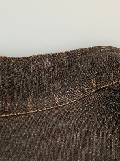 【中古品】【メンズ】 COLINA コリーナ MUDDYED LINEN GRANDPA SHIRTS 211SH09 マディッド リネン グランパ シャツ 長袖シャツ トップス 140-260623-yn-27-min サイズ：L カラー：ダークブラウン 万代Net店