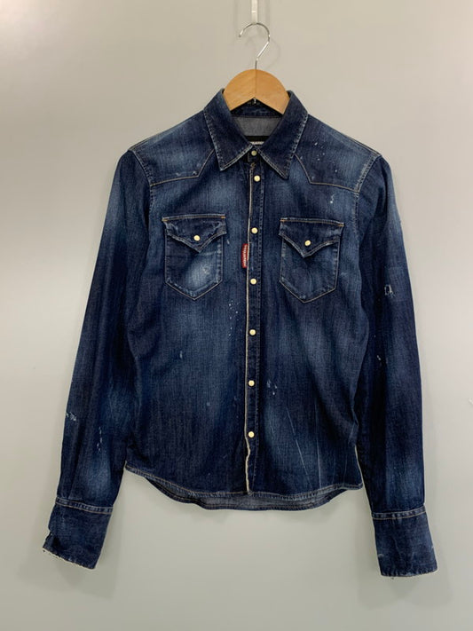【中古品】【メンズ】 DSQUARED2 ディースクエアード L/S DENIM SHIRT S74DM0507 ロングスリーブ デニムシャツ 長袖シャツ トップス 141-260623-yn-28-min サイズ：42 カラー：インディゴ 万代Net店