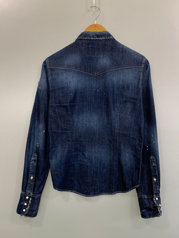 【中古品】【メンズ】 DSQUARED2 ディースクエアード L/S DENIM SHIRT S74DM0507 ロングスリーブ デニムシャツ 長袖シャツ トップス 141-260623-yn-28-min サイズ：42 カラー：インディゴ 万代Net店