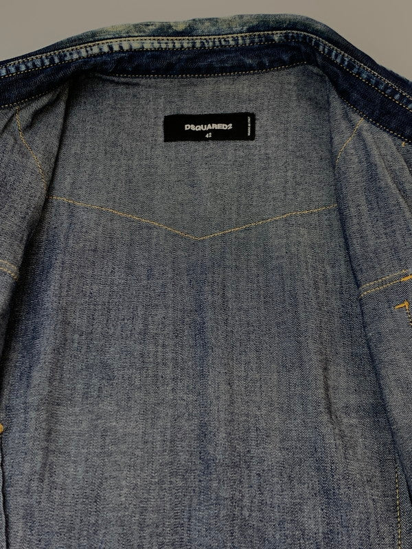 【中古品】【メンズ】 DSQUARED2 ディースクエアード L/S DENIM SHIRT S74DM0507 ロングスリーブ デニムシャツ 長袖シャツ トップス 141-260623-yn-28-min サイズ：42 カラー：インディゴ 万代Net店