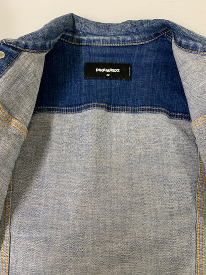 【現状渡し品】【メンズ】 DSQUARED2 ディースクエアード DAN JEAN JACKET ダン ジーン ジャケット S71AN0185 メンズ アウター デニム ジャケット Gジャン 141-260621-hu-19-min サイズ：42 カラー：インディゴ 万代Net店