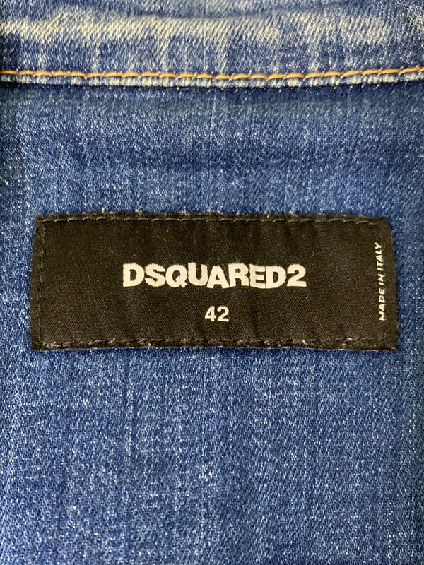 【現状渡し品】【メンズ】 DSQUARED2 ディースクエアード DAN JEAN JACKET ダン ジーン ジャケット S71AN0185 メンズ アウター デニム ジャケット Gジャン 141-260621-hu-19-min サイズ：42 カラー：インディゴ 万代Net店