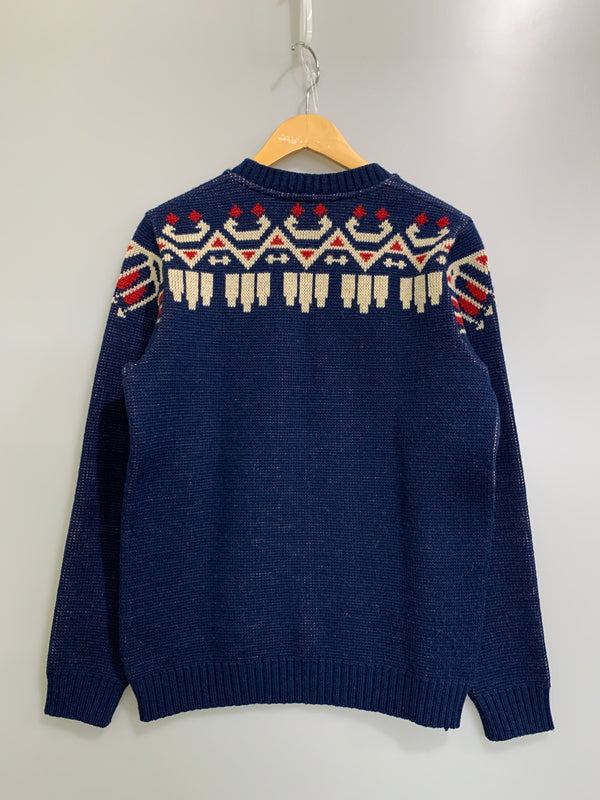 【中古品】【メンズ】 TENDERLOIN テンダーロイン トーテムポール柄 ニット メンズ セーター 長袖 142-260621-hu-04-min サイズ：S カラー：ブルー系 万代Net店