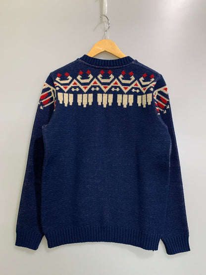 【中古品】【メンズ】 TENDERLOIN テンダーロイン トーテムポール柄 ニット メンズ セーター 長袖 142-260621-hu-04-min サイズ：S カラー：ブルー系 万代Net店